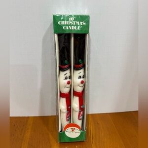 World Market Vintage snowman taper candles NIB